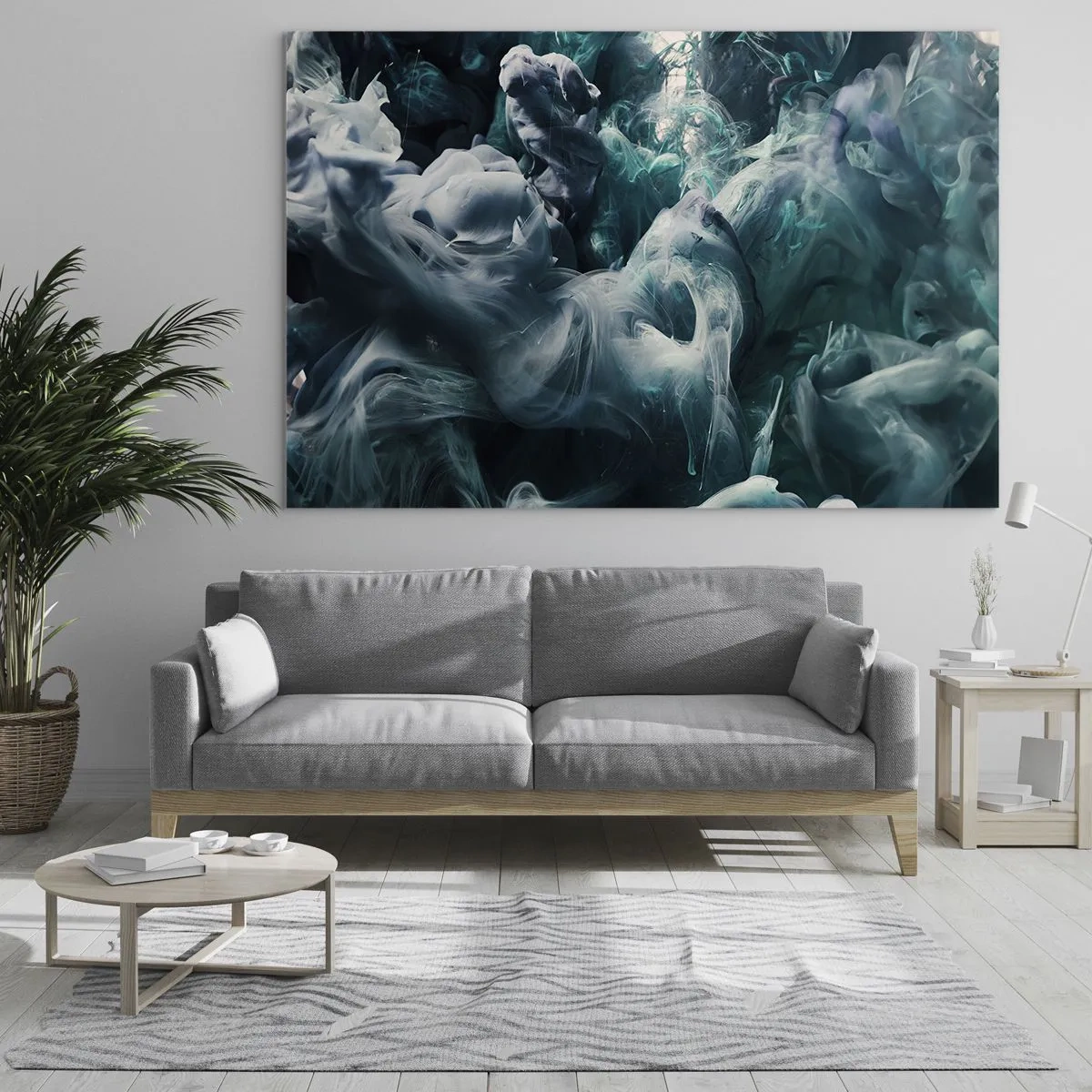 Glasbild - Bild auf glas - Der Tanz der Farben im Wasser erzeugt abstrakte Formen - 120x80cm - Farbbewegung - Moderne Wanddekoration für Wohnzimmer und Schlafzimmer ARTTOR