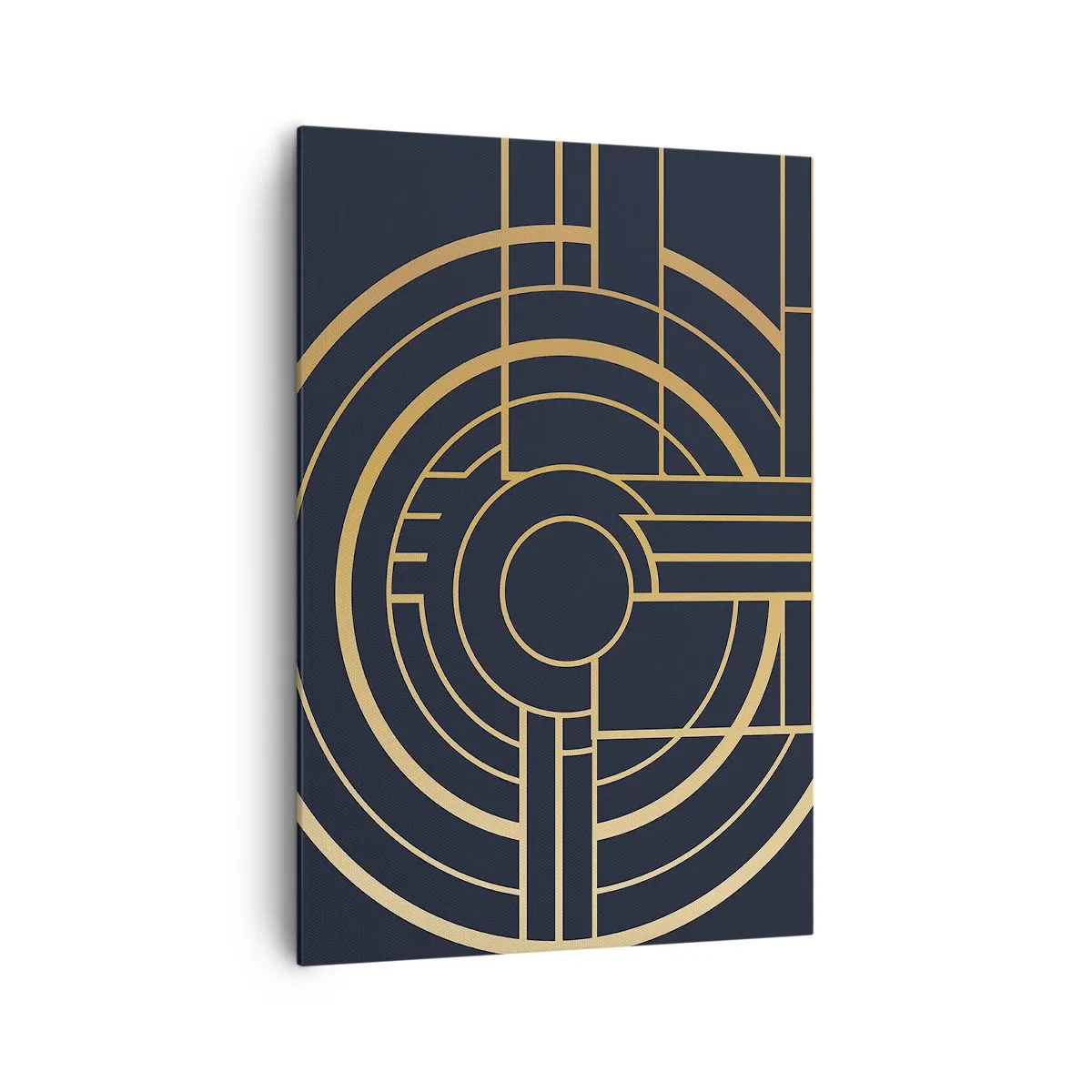 Bild auf Leinwand - Leinwandbild - Geometrisches Muster mit goldenen Linien - 70x100cm - Wendungen der Dinge - Moderne Wanddekoration für Wohnzimmer und Schlafzimmer ARTTOR