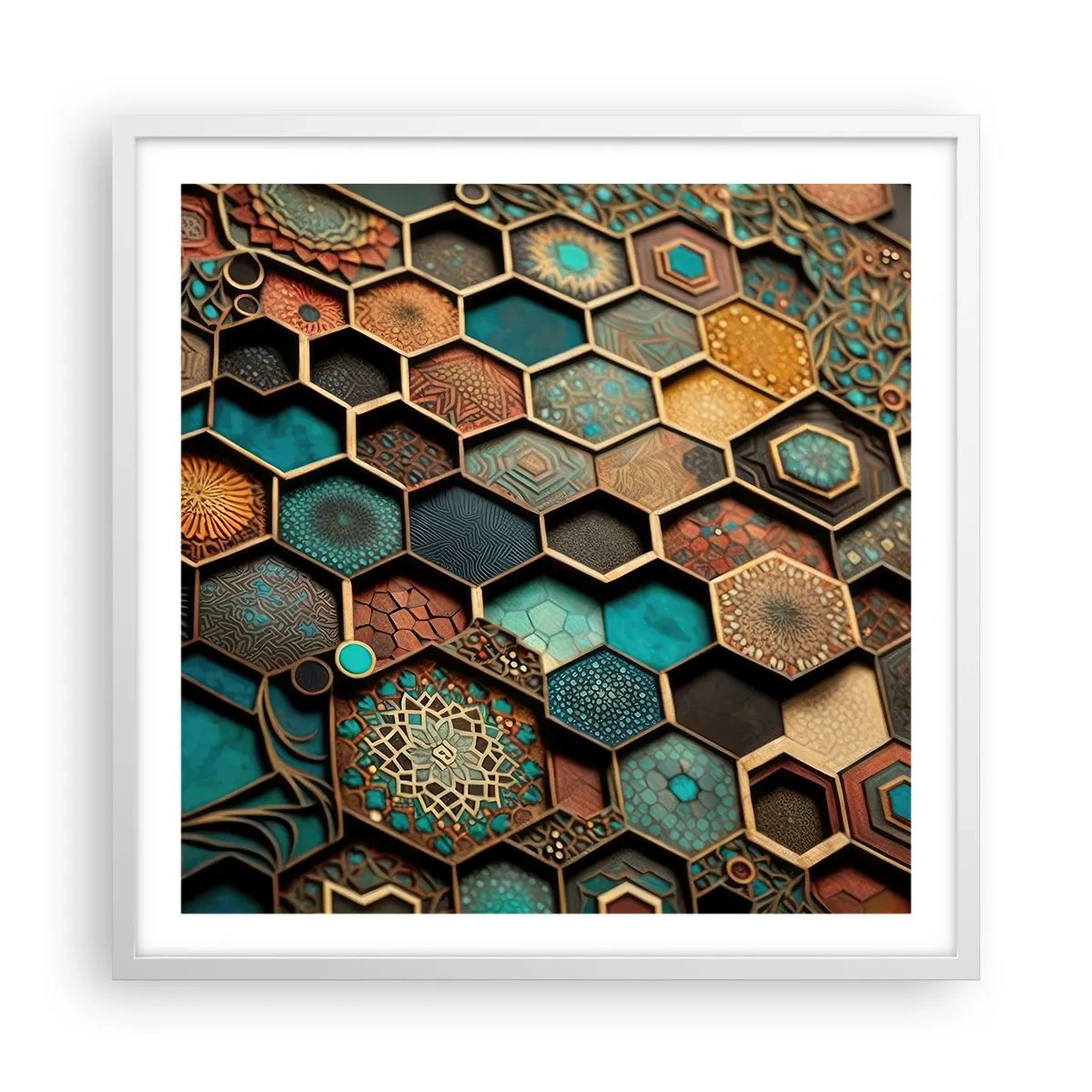 Poster in einem weißen Rahmen - Arabische Ornamente – Variation - 60x60 cm