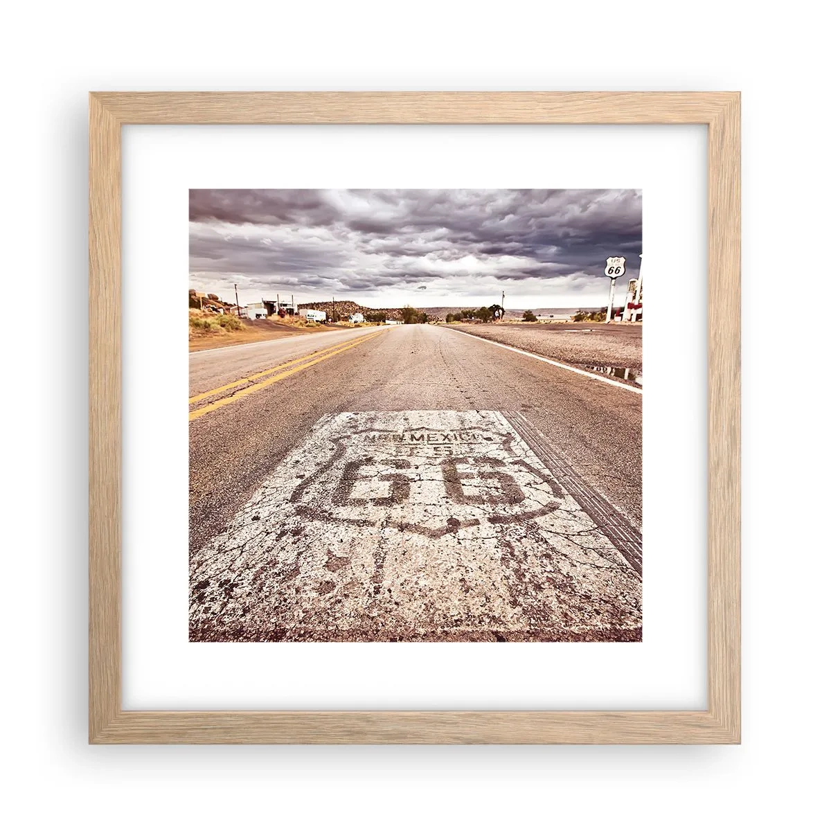 Poster in einem Rahmen aus heller Eiche - Mother Road - eine amerikanische Legende - 30x30 cm