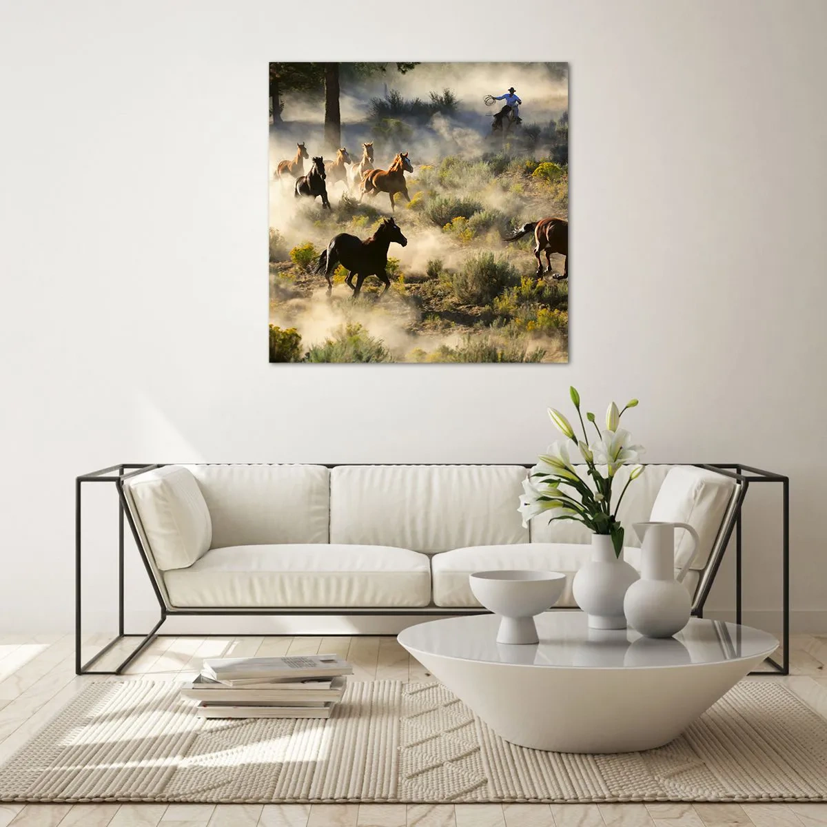 Glasbild - Bild auf glas - Rivalität – Freiheit oder männliche Stärke? - 70x70 cm