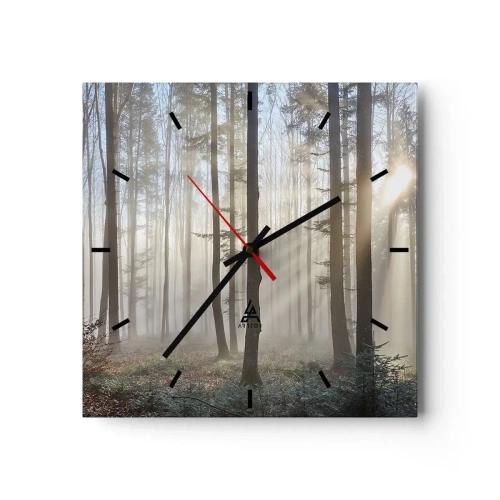 Wanduhr - Glasuhr - Der Nebel ist auch aufgewacht - 40x40 cm