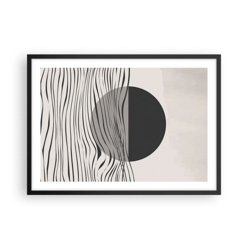 Poster in einem schwarzem Rahmen - Abstrakte Linien und geometrische Formen in gedeckten Farben - 70x50cm - Halbe Komposition - Moderne Wanddekoration für Wohnzimmer und Schlafzimmer ARTTOR