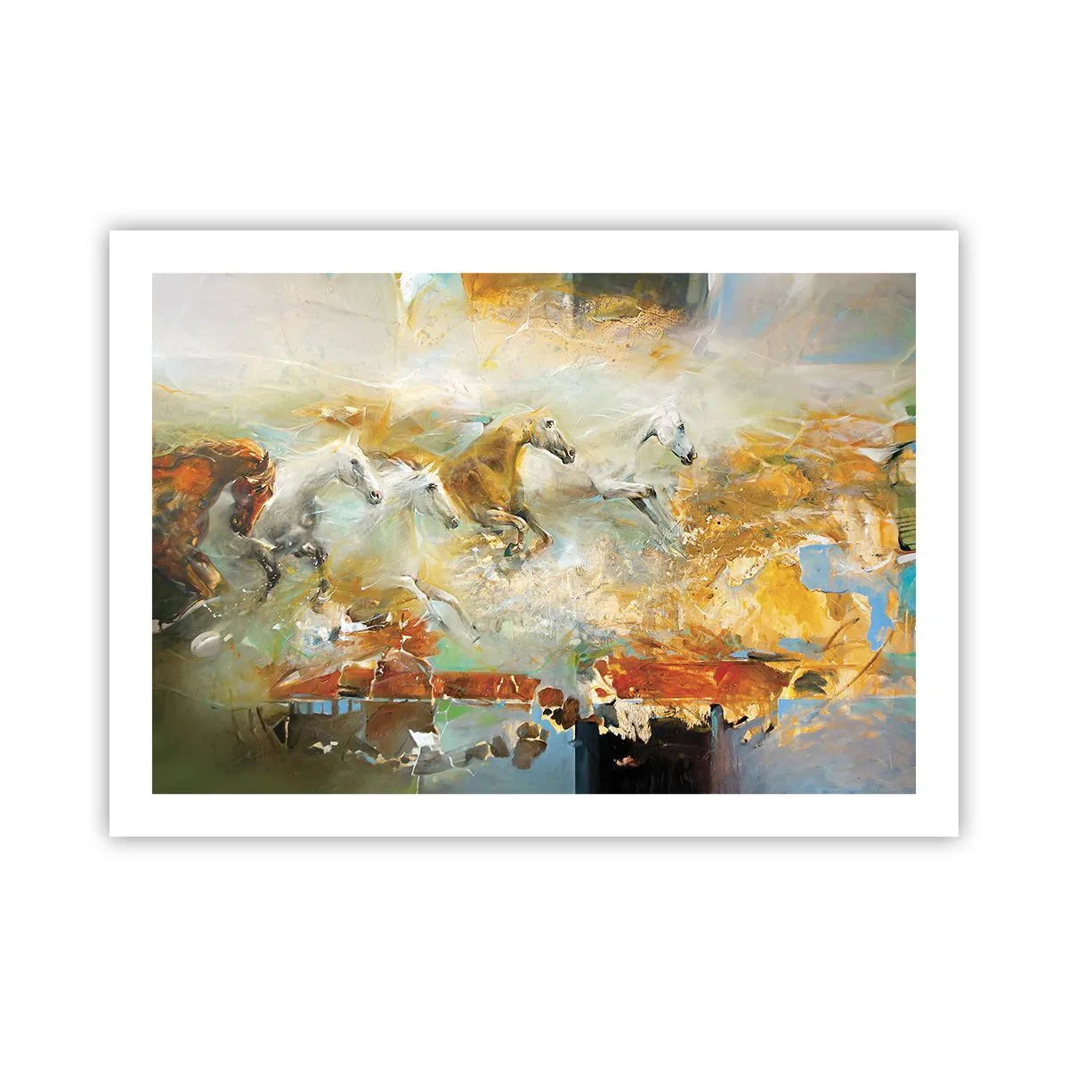 Poster - Im Galopp durch das Licht - 70x50 cm