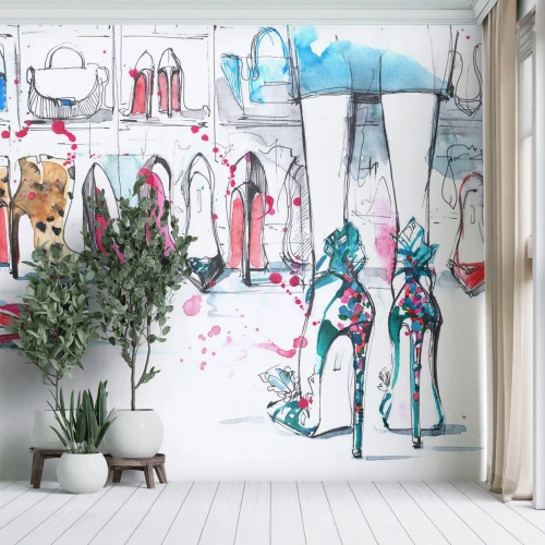 Fototapete Premium Canvas - Sesam, mach auf - Damengarderobe, Mode, Tasche - 250x175 cm