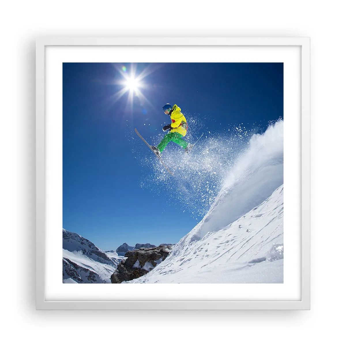 Poster in einem weißen Rahmen - Tanzen mit den Bergen - 50x50 cm