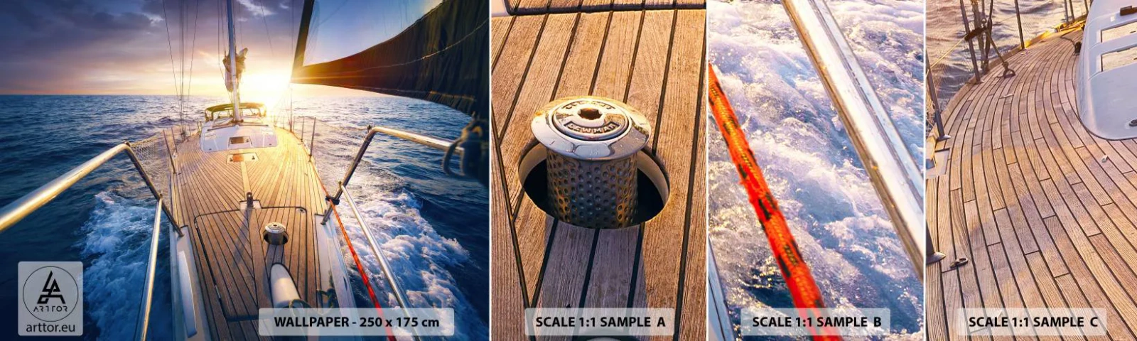 Fototapeten Muster Selbstklebend Deluxe Sticker - Laufen unter den Wellen - Segelyacht, Meer, Segeln - 100x30 cm