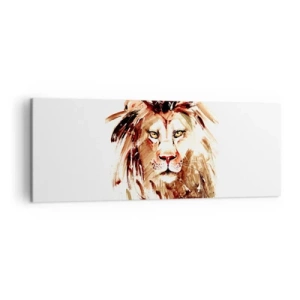 Bild auf Leinwand - Leinwandbild - Aquarellporträt eines Löwen mit intensiven Details - 140x50cm - Stärke und Würde - Moderne Wanddekoration für Wohnzimmer und Schlafzimmer ARTTOR