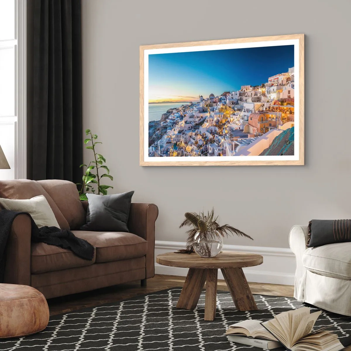 Poster in einem Rahmen aus heller Eiche - Die Essenz des Griechischen - 50x40 cm