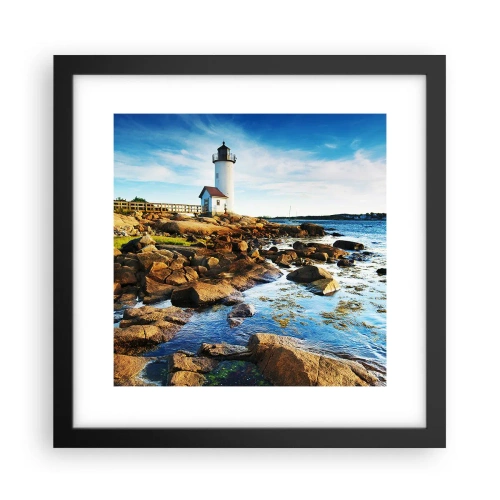 Poster in einem schwarzem Rahmen - Komm glücklich zurück, ich warte - 30x30 cm