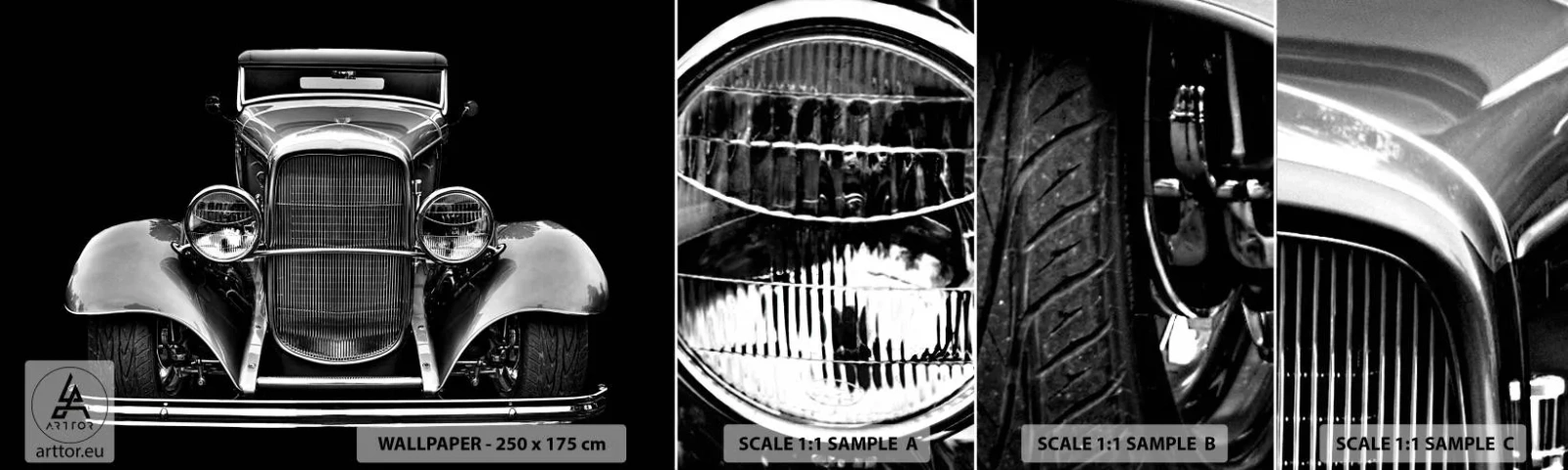 Fototapetenmuster Standard Eco - Wahrer Gentleman - Retro, Auto, Klassisch - 100x30 cm