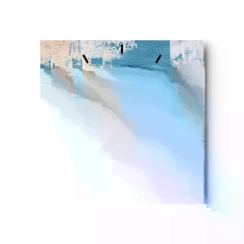 Wanduhr - Glasuhr - Abstrakte Komposition in Blau- und Weißtönen - 30x30cm - Durch einen Eiszapfen - Moderne Wanddekoration für Wohnzimmer und Schlafzimmer ARTTOR