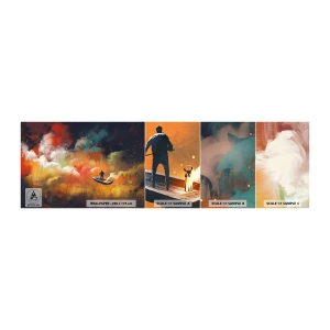 Fototapeten Muster Selbstklebend Deluxe Sticker - Mit dem Boot durch die Galaxie - Abstraktion, Fantasie, Reise - 100x30 cm