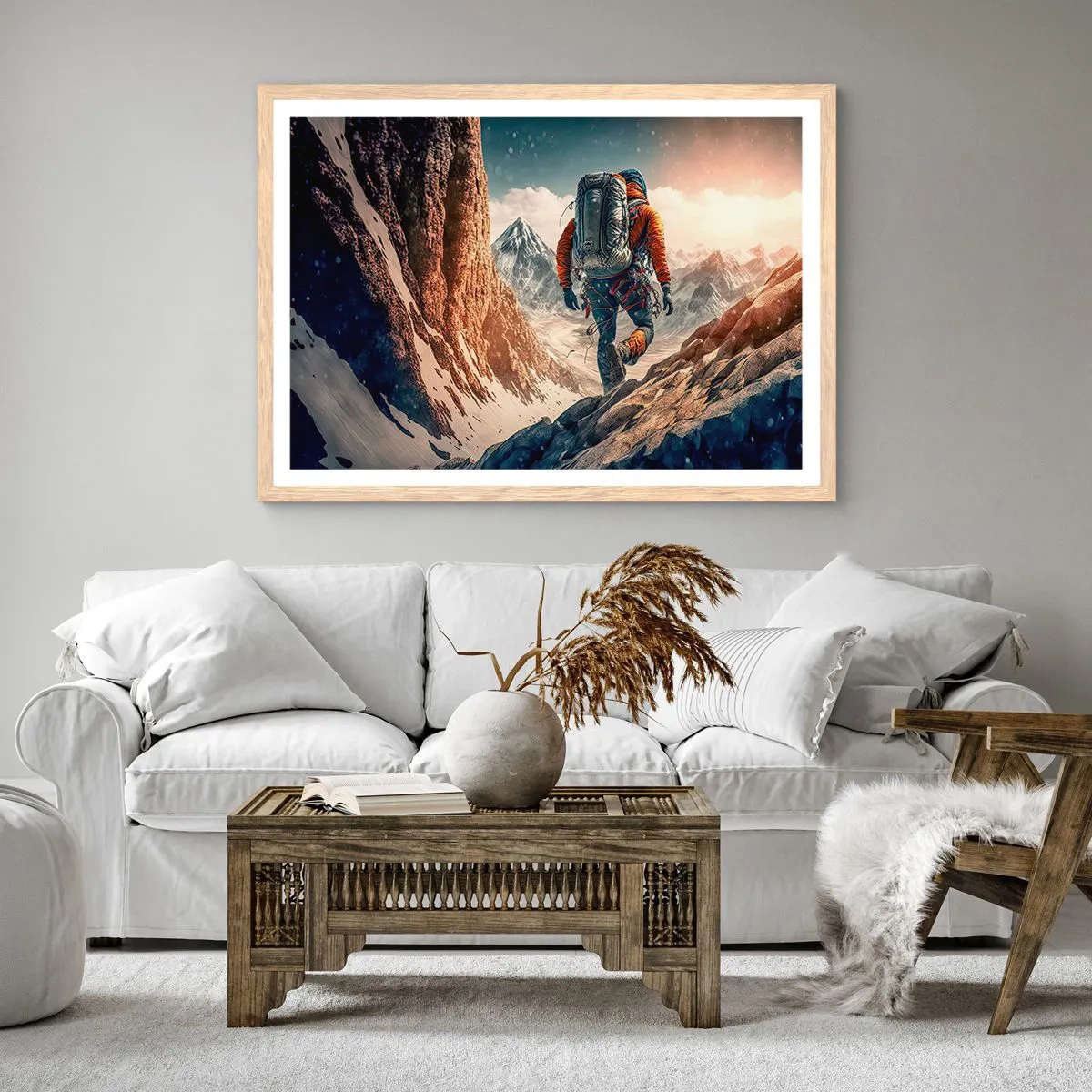 Poster in einem Rahmen aus heller Eiche - Einsamer Krieger - 70x50 cm