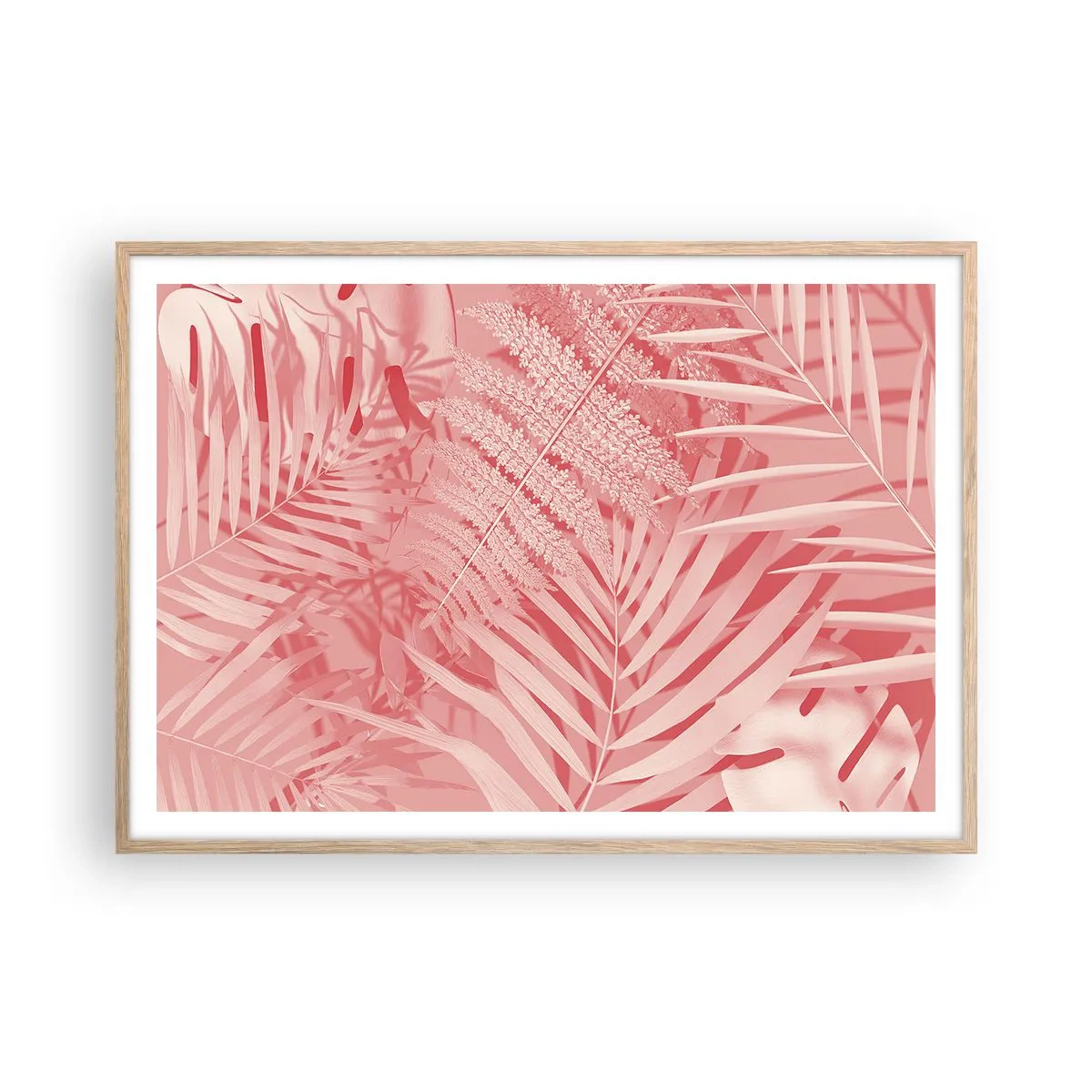 Poster in einem Rahmen aus heller Eiche - Rosa Konzept - 100x70 cm