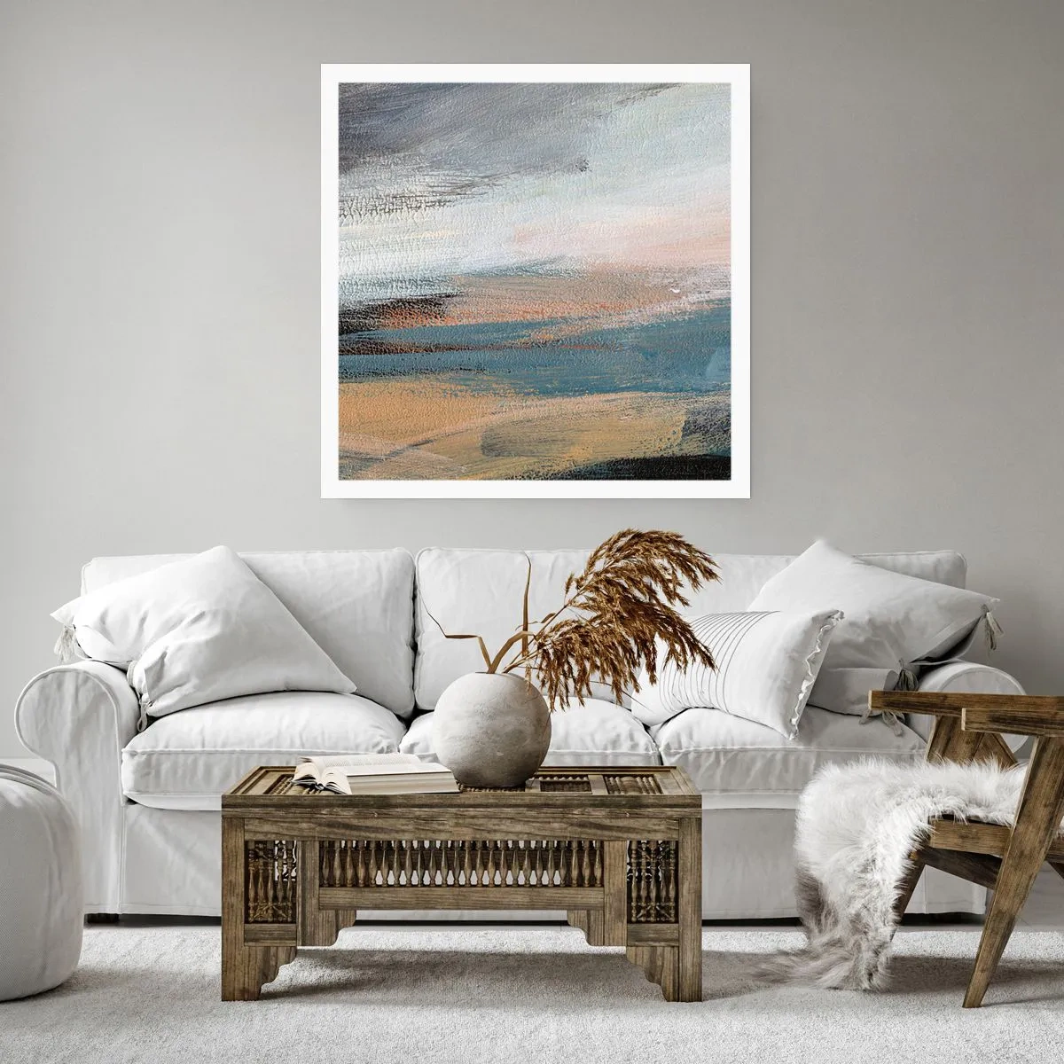 Poster - Abstraktion: nördliche Landschaft - 60x60 cm