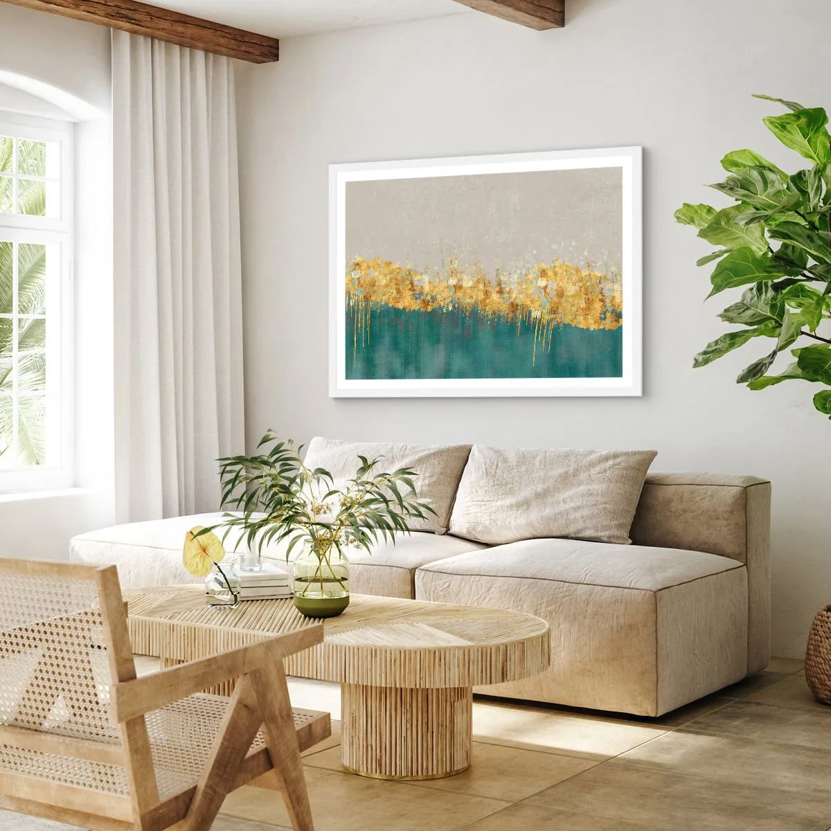 Poster in einem weißen Rahmen - Goldener Rand - 50x40 cm