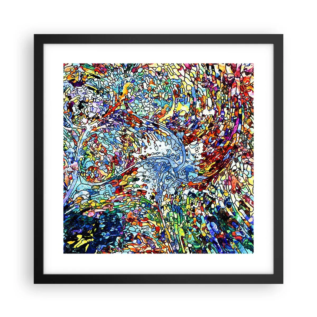 Poster in einem schwarzem Rahmen - Glasmalerei Wassertropfen - 40x40 cm