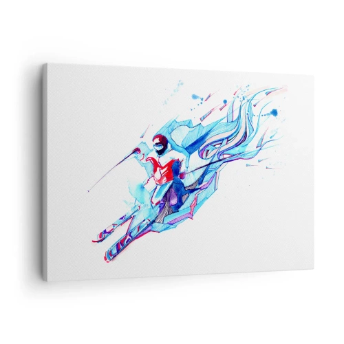Bild auf Leinwand - Leinwandbild - Abstrakter Reiter in dynamischen Farben - 70x50cm - Verrückter Ansturm vor Freude - Moderne Wanddekoration für Wohnzimmer und Schlafzimmer ARTTOR