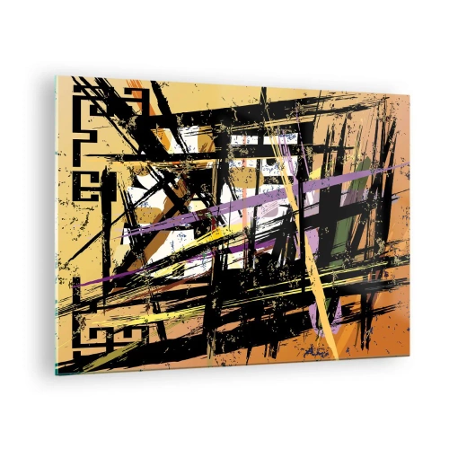 Glasbild - Bild auf glas - Abstrakte geometrische Komposition in scharfen Linien - 70x50cm - Ein scharfer Schnitt - Moderne Wanddekoration für Wohnzimmer und Schlafzimmer ARTTOR