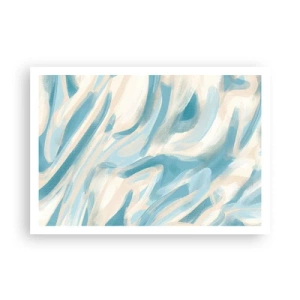 Poster - Abstrakte blaue Streifen auf hellem Hintergrund - 100x70cm - Frühlingsbrisen - Moderne Wanddekoration für Wohnzimmer und Schlafzimmer ARTTOR