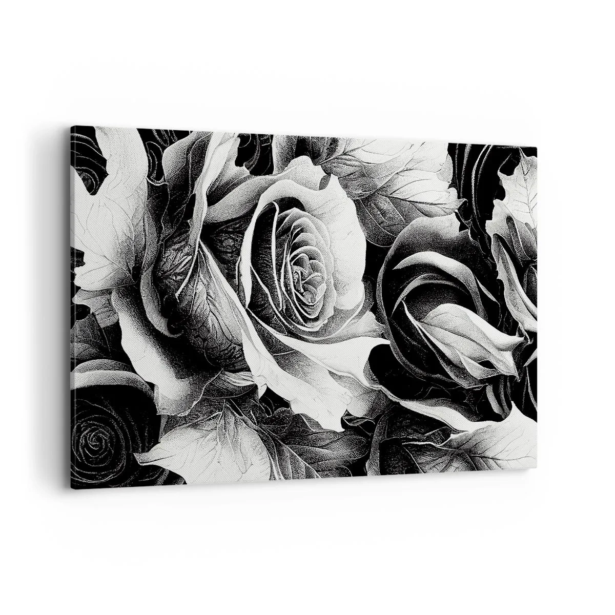 Bild auf Leinwand - Leinwandbild - Schwarze und weiße Rosen in einer eleganten Komposition - 120x80cm - Immer Königin - Moderne Wanddekoration für Wohnzimmer und Schlafzimmer ARTTOR