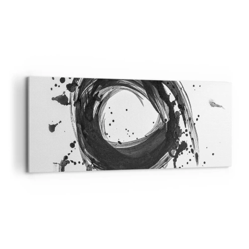 Bild auf Leinwand - Leinwandbild - Schwarze Abstraktion in Form eines Kreises auf weißem Hintergrund - 120x50cm - Der Wirbel der Schöpfung - Moderne Wanddekoration für Wohnzimmer und Schlafzimmer ARTTOR