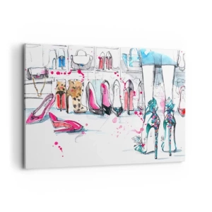 Bild auf Leinwand - Leinwandbild - Künstlerische Grafiken mit High Heels und Accessoires - 100x70cm - Sesam, mach auf - Moderne Wanddekoration für Wohnzimmer und Schlafzimmer ARTTOR