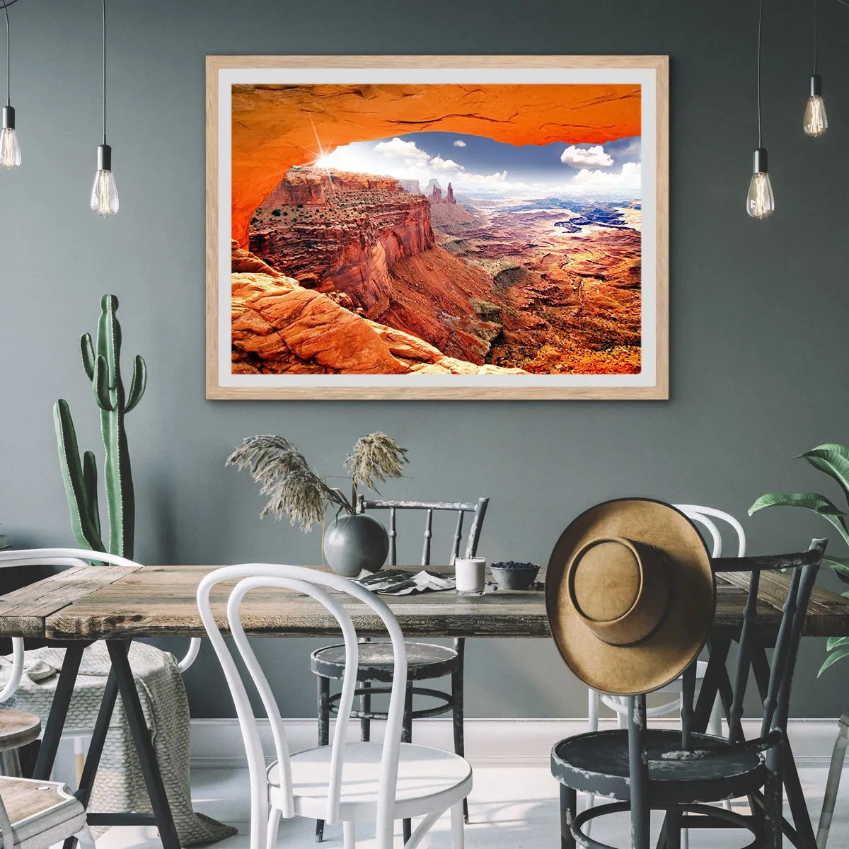 Poster in einem Rahmen aus heller Eiche - Von der Natur selbst geschnitzt - 70x50 cm