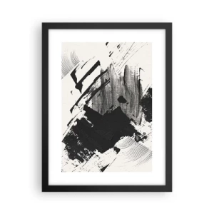 Poster in einem schwarzem Rahmen - Abstraktion – Ausdruck von Schwarz - 30x40 cm