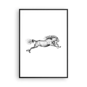 Poster in einem schwarzem Rahmen - Im Galopp festgehalten - 70x100 cm