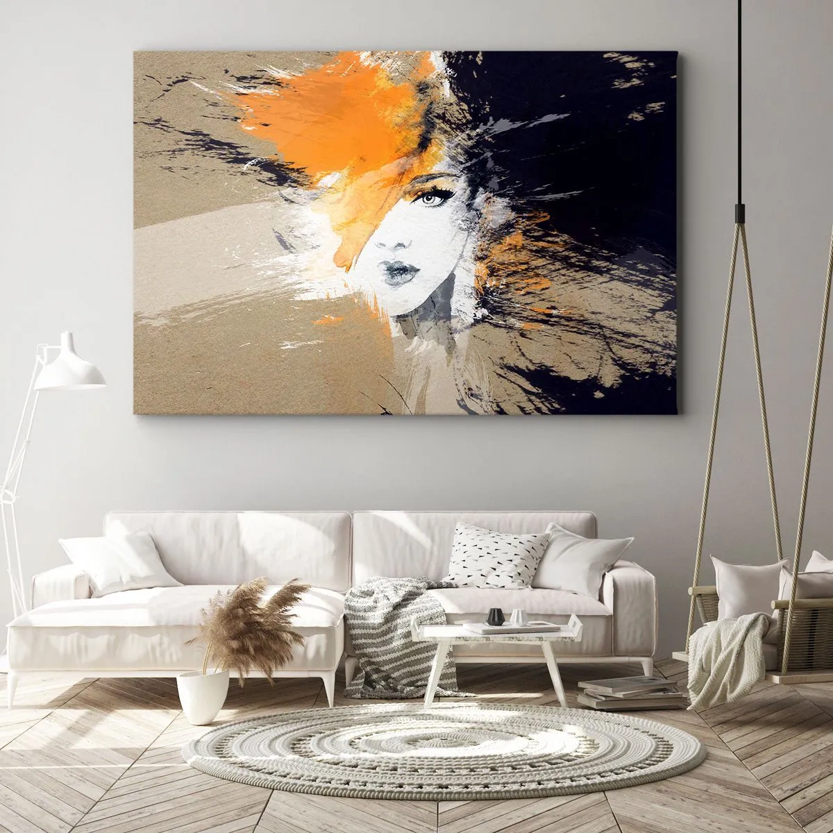 Bild auf Leinwand - Leinwandbild - Abstraktes Frauenporträt mit intensiven Farben - 70x50cm - Und es ist Licht - Moderne Wanddekoration für Wohnzimmer und Schlafzimmer ARTTOR