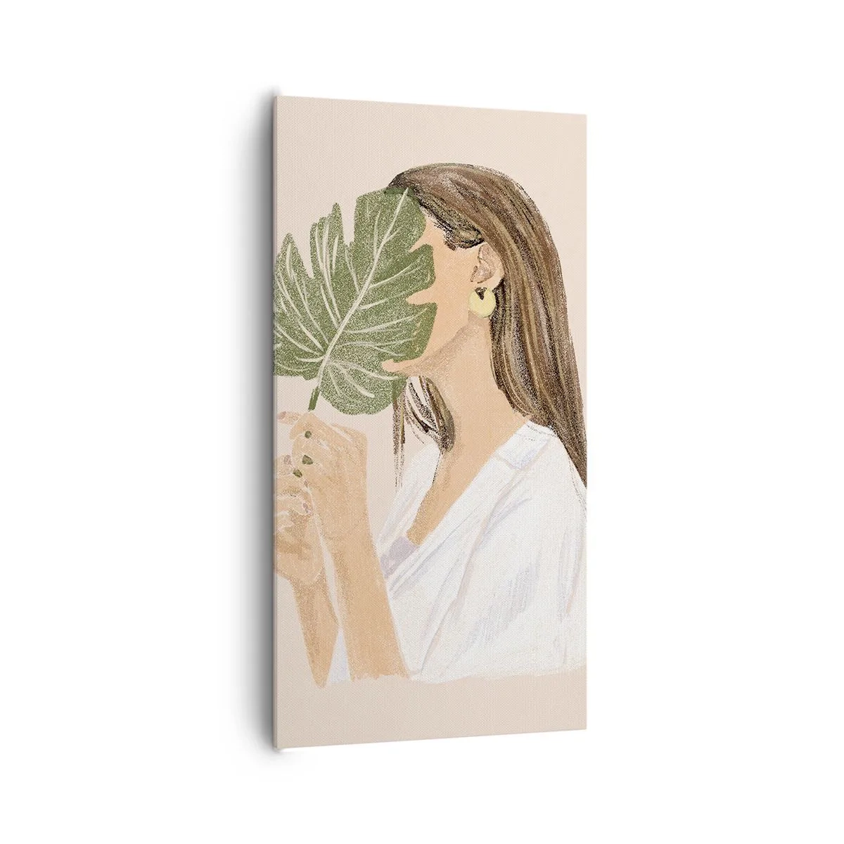 Bild auf Leinwand - Leinwandbild - Geheimnisvolles Porträt mit Fächer - 65x120 cm