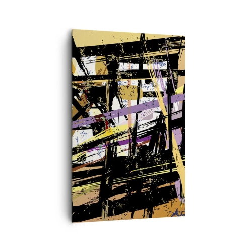 Bild auf Leinwand - Leinwandbild - Abstrakte Linien und Formen auf beigem Hintergrund - 80x120cm - Ein scharfer Schnitt - Moderne Wanddekoration für Wohnzimmer und Schlafzimmer ARTTOR
