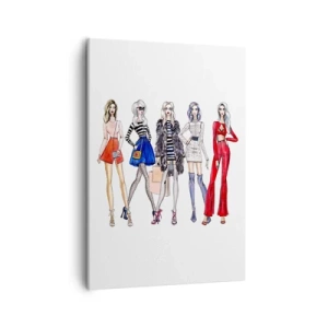 Bild auf Leinwand - Leinwandbild - Stilvolle Illustrationen von Modesilhouetten - 50x70cm - Jede Woche Fashion Week - Moderne Wanddekoration für Wohnzimmer und Schlafzimmer ARTTOR