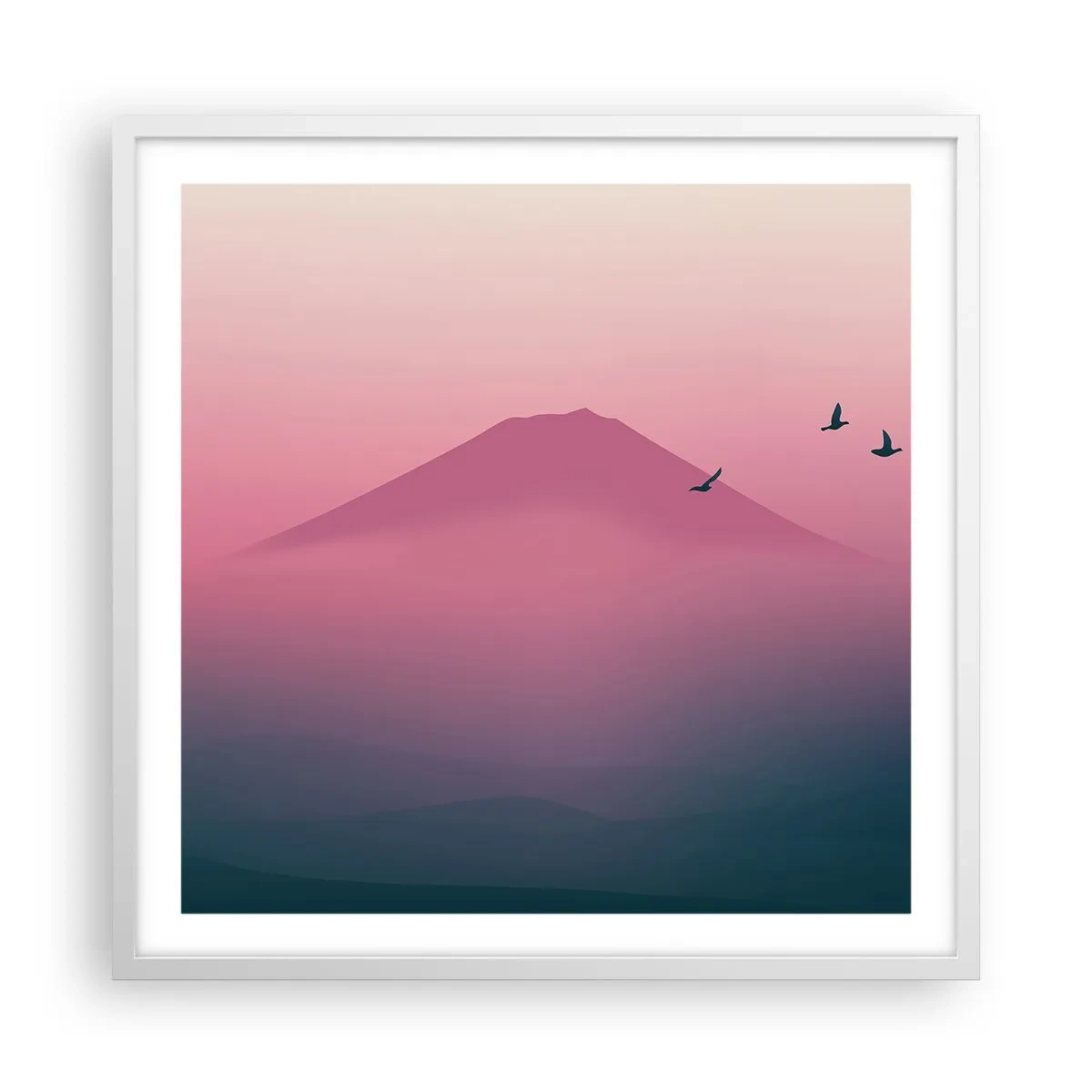 Poster in einem weißen Rahmen - Wanderer über den Wolken - 60x60 cm