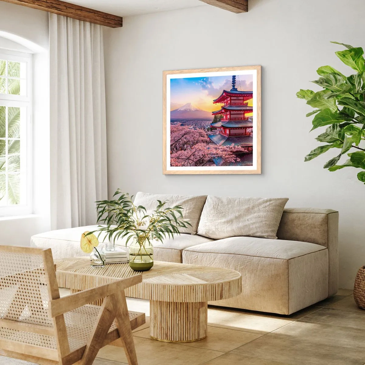 Poster in einem Rahmen aus heller Eiche - Die Essenz des japanischen Geistes - 60x60 cm