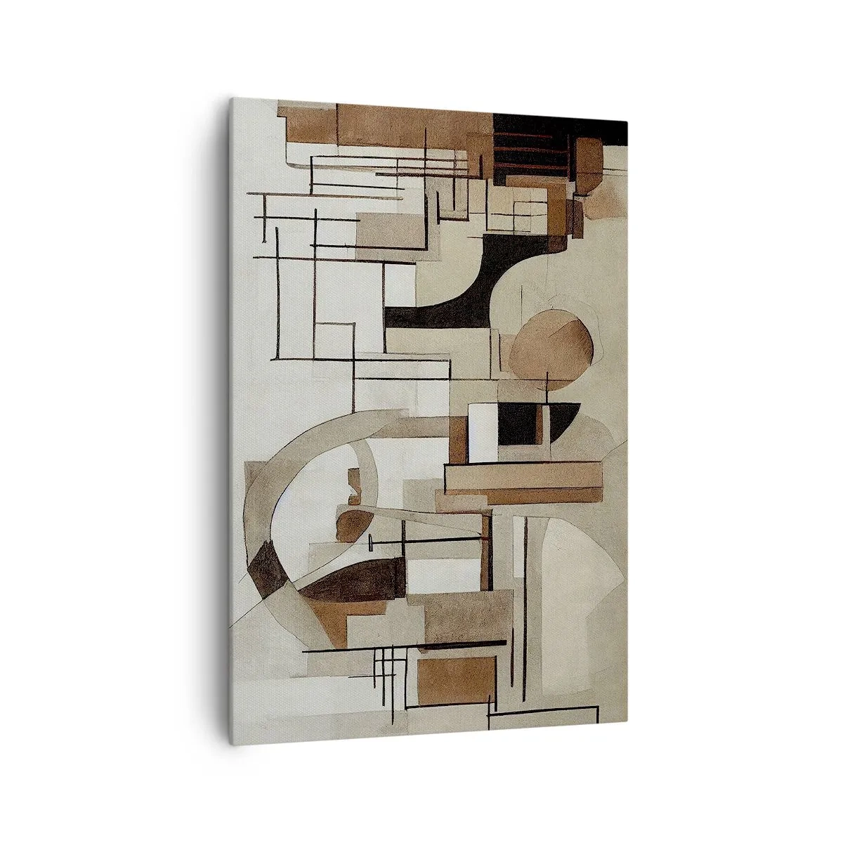 Bild auf Leinwand - Leinwandbild - Architektonische Abstraktion in Beige und Braun - 70x100cm - Stadtbild 2.0 - Moderne Wanddekoration für Wohnzimmer und Schlafzimmer ARTTOR