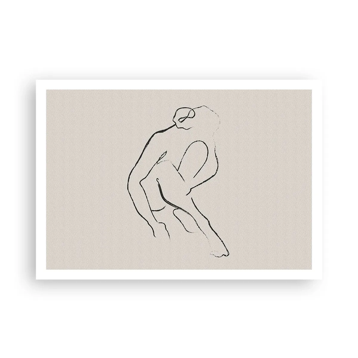 Poster - Eine minimalistische Silhouette in Schwarz auf hellem Hintergrund - 100x70cm - Intime Skizze - Moderne Wanddekoration für Wohnzimmer und Schlafzimmer ARTTOR