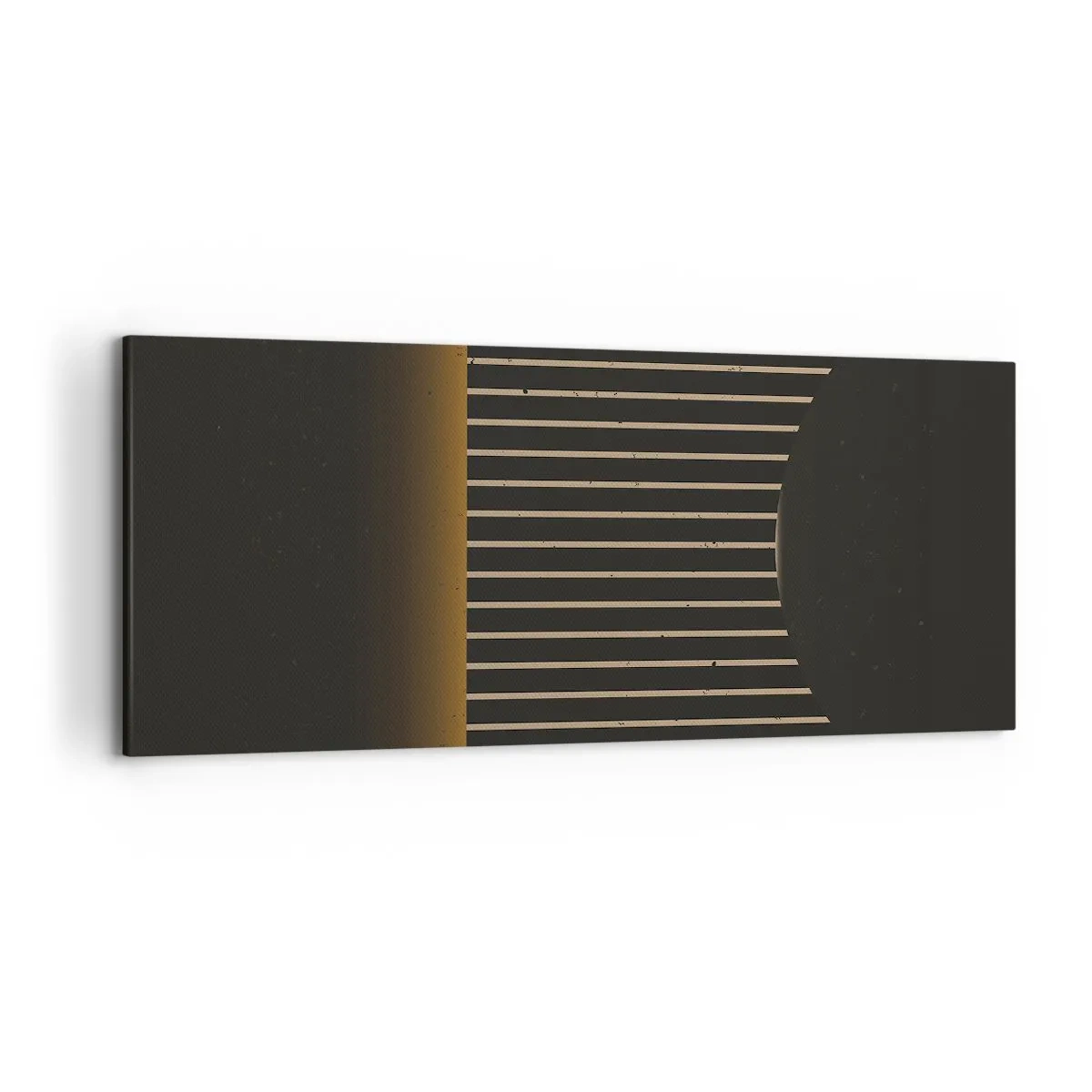 Bild auf Leinwand - Leinwandbild - Geometrisches Muster mit Streifen auf dunklem Hintergrund - 120x50cm - Die Dunkelheit erkunden - Moderne Wanddekoration für Wohnzimmer und Schlafzimmer ARTTOR