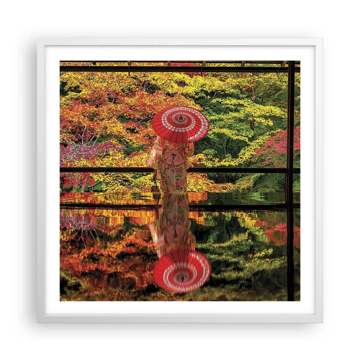 Poster in einem weißen Rahmen - Im Tempel der Natur - 60x60 cm