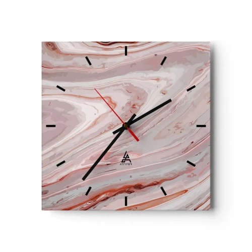 Wanduhr - Glasuhr - Rosa Flüssigkeit - 40x40 cm