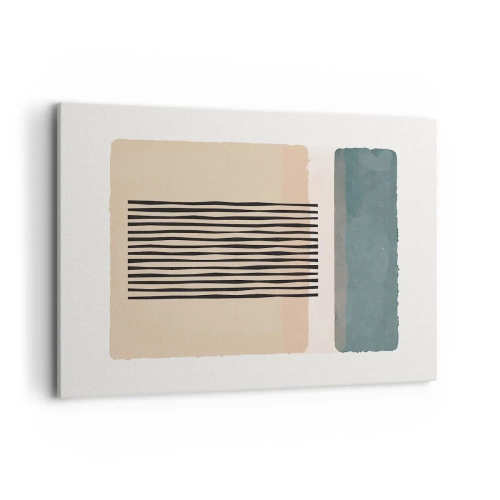 Bild auf Leinwand - Leinwandbild - Minimalistische geometrische Formen in Beige- und Grüntönen - 100x70cm - Alles ist in Ordnung - Moderne Wanddekoration für Wohnzimmer und Schlafzimmer ARTTOR