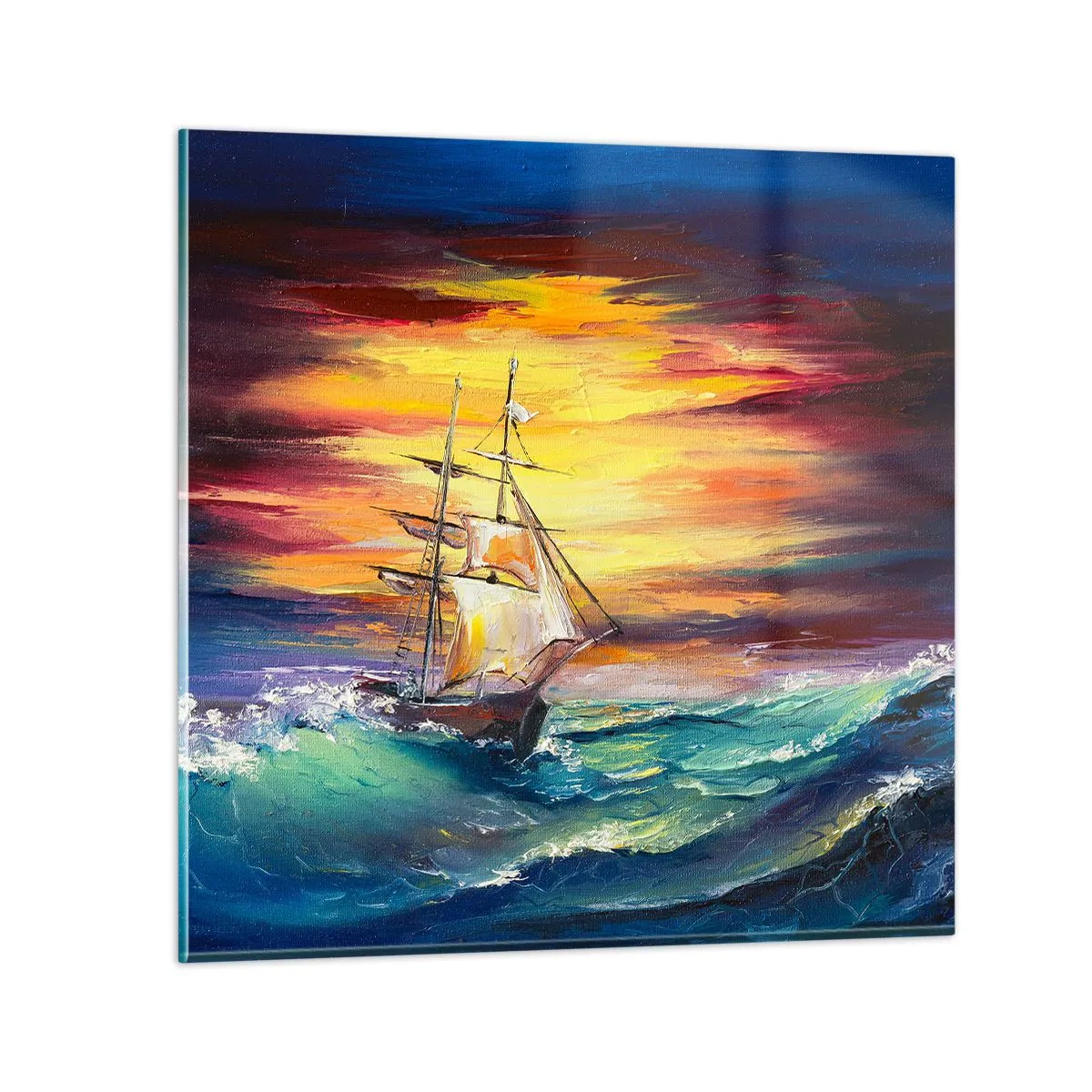 Glasbild - Bild auf glas - Tapfer unter den Wellen - 50x50 cm