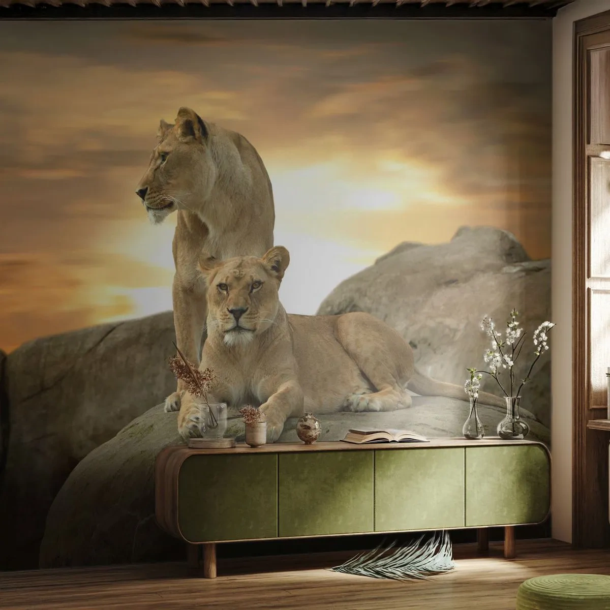 Fototapete Premium Canvas - Königliche Majestät - Tiere, Löwe, Natur - 350x256 cm