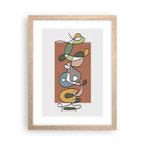 Poster in einem Rahmen aus heller Eiche - Abstraktion: bunter Tanz - 30x40 cm