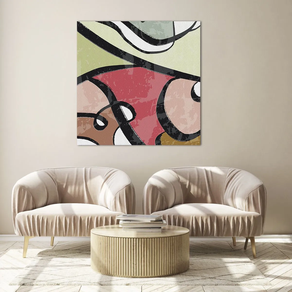 Glasbild - Bild auf glas - Pirouetten unter Farben - 50x50 cm