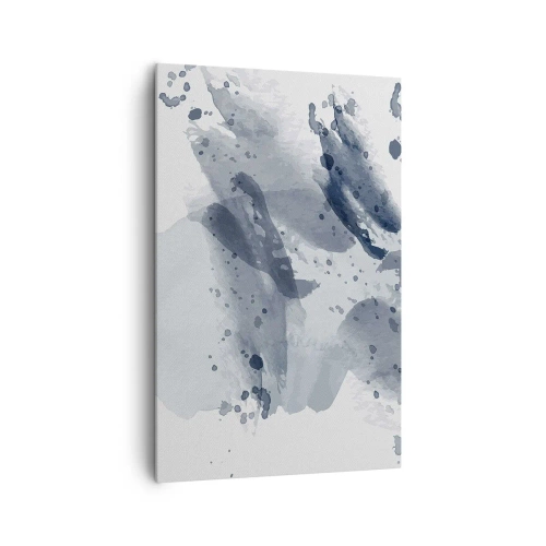 Bild auf Leinwand - Leinwandbild - Abstrakte Flecken in Blautönen auf hellem Hintergrund - 80x120cm - Eine Studie über die Natur des Wassers - Moderne Wanddekoration für Wohnzimmer und Schlafzimmer ARTTOR