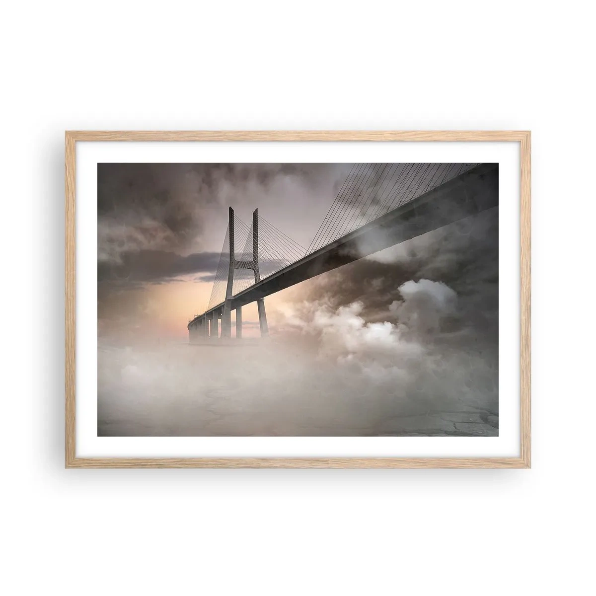 Poster in einem Rahmen aus heller Eiche - Auf dem Fluss, den es nicht gibt - 70x50 cm