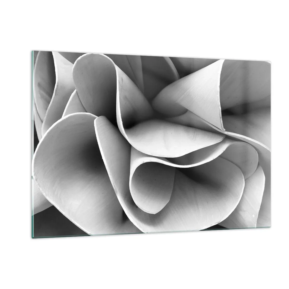 Glasbild - Bild auf glas - Schwarz-Weiß-Nahaufnahme abstrakter Spiralformen - 120x80cm - Es passiert im Weltraum - Moderne Wanddekoration für Wohnzimmer und Schlafzimmer ARTTOR